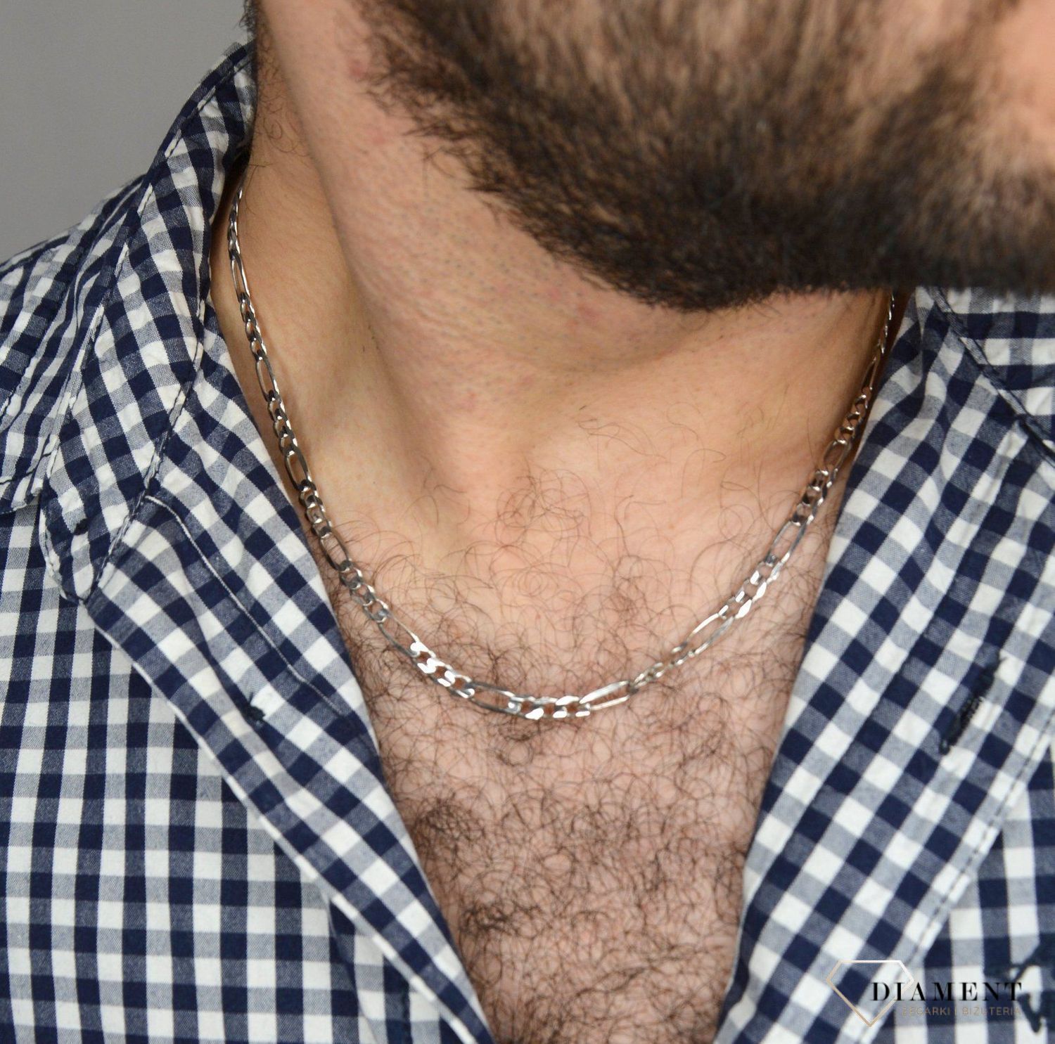 Złoty łańcuszek 585 Figaro Białe Złoto 4,5 mm DIA-LAN-1140B-585 4,5mm ✅ Złoty łańcuszek o splocie pancerki ✅.jpg